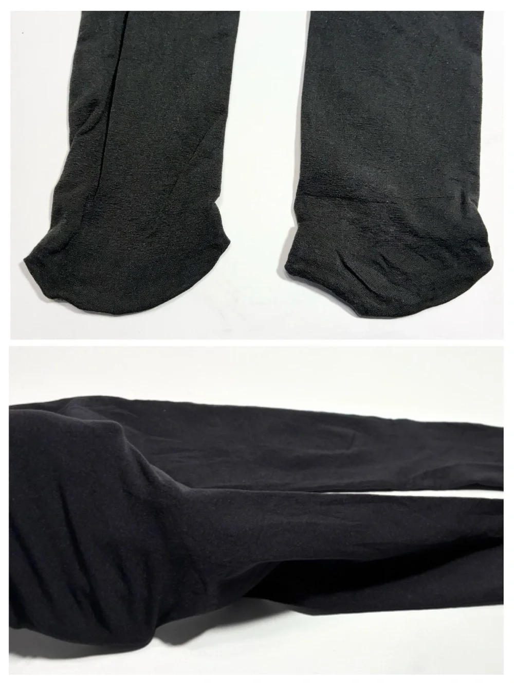 6 Pair Black Opaque Tights Lot: 1 Diamond Pattern, 5 Vintage Smooth, Size M/L
